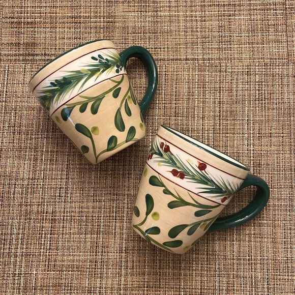 Paula Deen Home for the Holidays Set of 2 Coffee Tea Cups Mugs Hand-painted - Picture 1 of 16